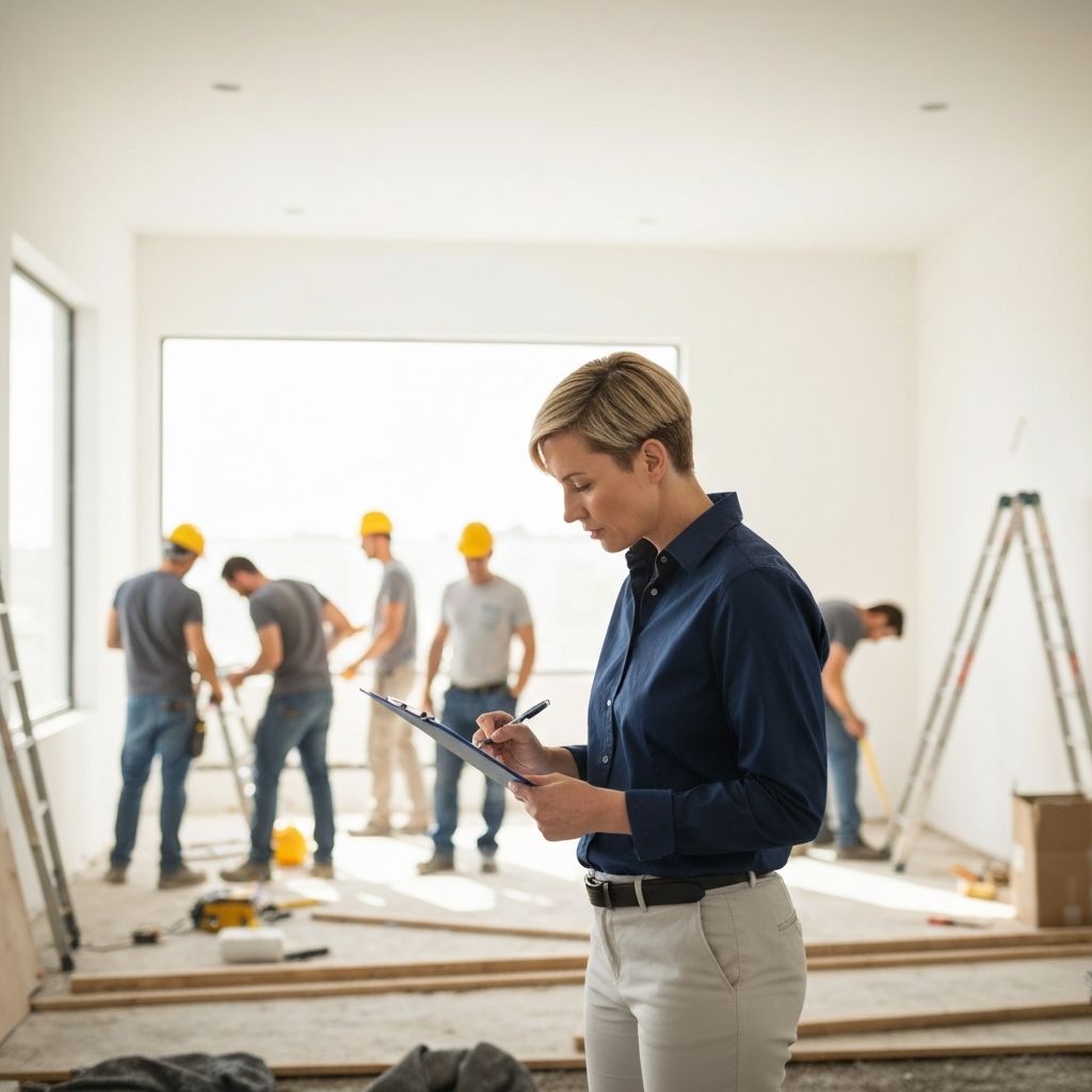 Propietario supervisando obra de remodelación